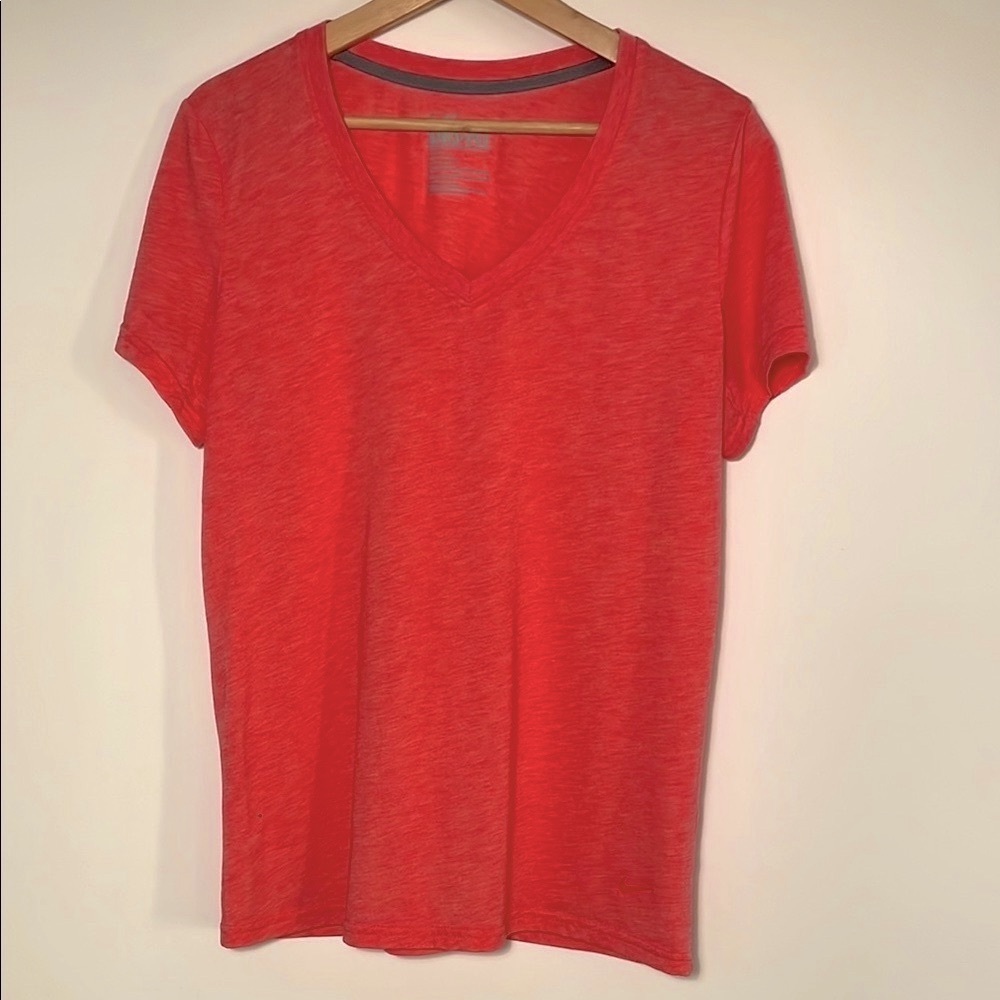 Nike Women's Pink Dri-Fit V-Neck Short Sleeve Shirt